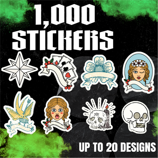 1,000 Tattoo Artist Stickers.