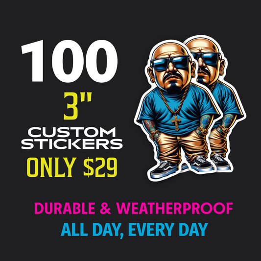100 pegatinas de 3" 
