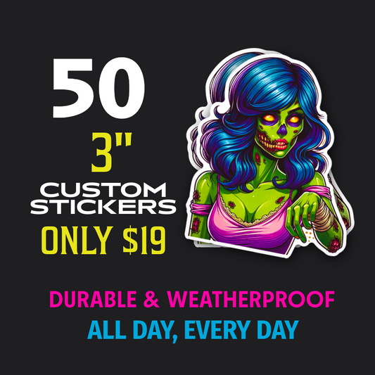 50 pegatinas de 3" 