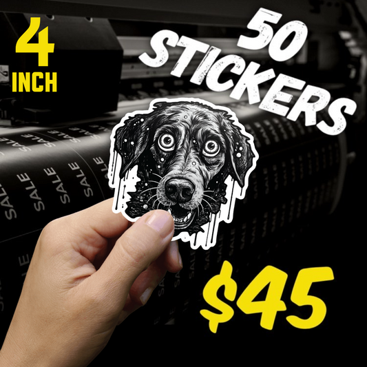 50 4" Stickers. hand holding a custom printing sticker custom sticker printing best custom sticker printing