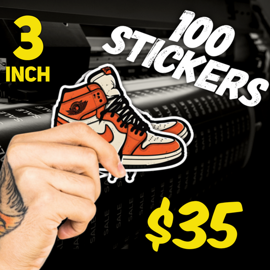 100 3" Stickers.  hand holding a custom printing sticker custom sticker printing best custom sticker printing